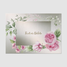 Aquarell Rosa Blumenrahmen Shiny Bronze Elegante Seidenpapier