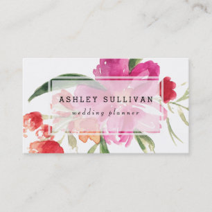 Aquarell-Rosa-Blumensträußchen-Floral-Geschäftskar Visitenkarte