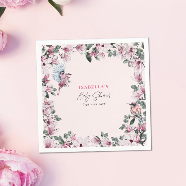 Aquarell Rosa Blütendusche & Birds Baby Dusche Serviette (Von Creator hochgeladen)