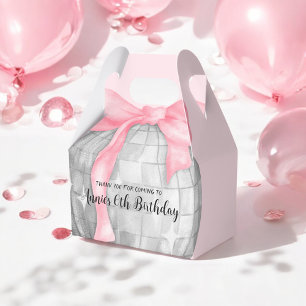 Aquarell Rosa Bow Silver Diskothek Ball Geburtstag Geschenkschachtel
