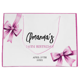 Aquarell Rosa Bows Coquette Sweet 16 Birthday Große Geschenktüte