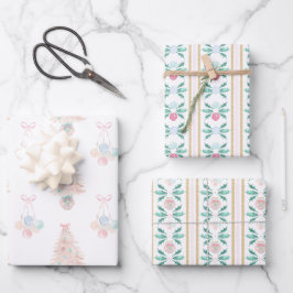 Aquarell Rosa Christbaum Grandmillennial Geschenkpapier Set