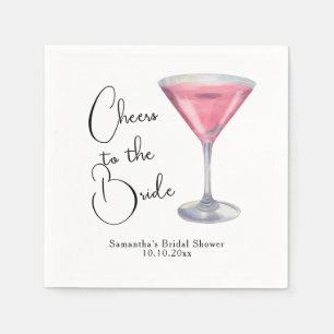 Aquarell-Rosa-Cocktail-Junggesellinnen-Abschied Serviette
