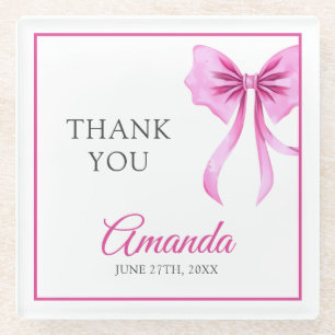 Aquarell Rosa Coquette Bow Sweet 16 Geburtstag Glasuntersetzer