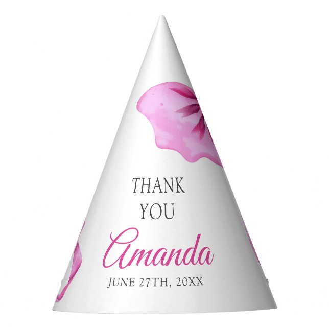 Aquarell Rosa Coquette Bow Sweet 16 Geburtstag Partyhütchen (Vorderseite)