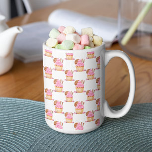 Aquarell-Rosa-Cupcake mit Schokoladenmuster Kaffeetasse
