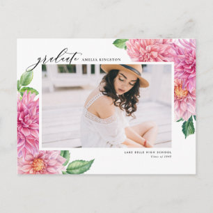 Aquarell-Rosa-Dahlie-Botanisches-Foto-Abschluss Einladungspostkarte