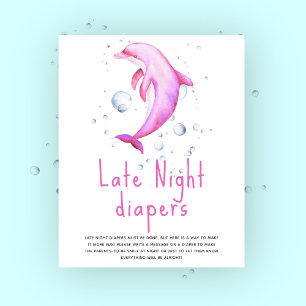 Aquarell rosa Delfin - Späte Nachtwindeln Poster