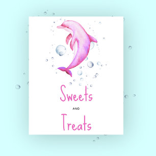 Aquarell rosa Delfin - Süßigkeiten und Leckereien Poster