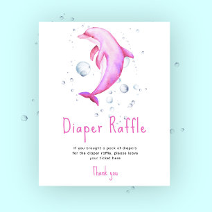 Aquarell rosa Delfin - Windel-Raffle-Spiel Poster