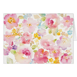 Aquarell-Rosa des Hochsommer- mit Blumen