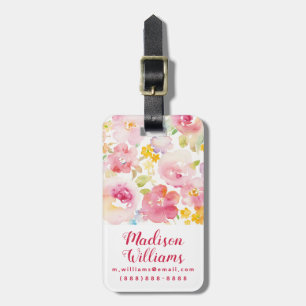 Aquarell-Rosa des Hochsommer-  mit Blumen Gepäckanhänger
