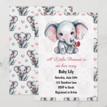 Aquarell-Rosa-Elefanten-Mädchen-Baby-Party