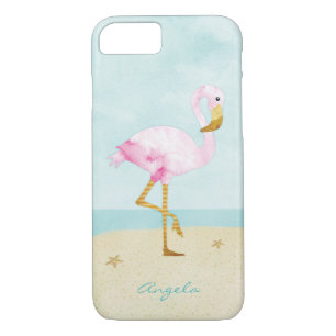 Aquarell-rosa Flamingo auf dem Strand Case-Mate iPhone Hülle