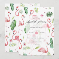 Aquarell Rosa Flamingo Bridal Dusche Einladung