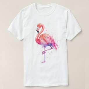 Aquarell-Rosa-Flamingo-Farbspritzer T-Shirt
