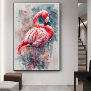 Aquarell Rosa Flamingo Kunst Poster