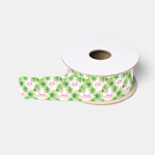 Aquarell-Rosa-Flamingo-Strand-Weihnachten Ripsband