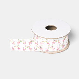 Aquarell-Rosa-Flamingo-Strand-Weihnachten Ripsband