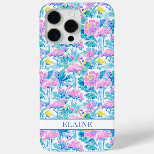 Aquarell-Rosa-Flamingos-Monogramm Case-Mate iPhone Hülle