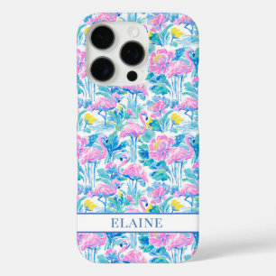 Aquarell-Rosa-Flamingos-Monogramm iPhone 16 Pro Hülle