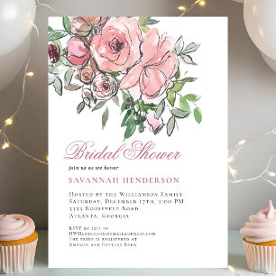 Aquarell-Rosa-Floral-Brautjungfernparty Einladung