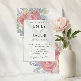 Aquarell Rosa Floral Eukalyptus Hochzeit Einladung