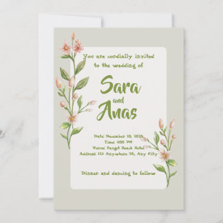 Aquarell-Rosa-Floral-Hochzeits-Einladung Einladung