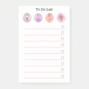 Aquarell-Rosa-Floral-To-Do-Liste Post-it Klebezettel