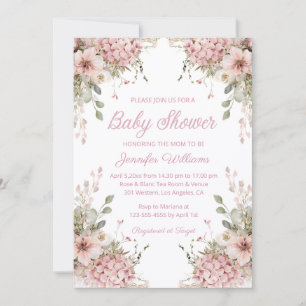 Aquarell rosa florale Babyparty Mädchen Einladung