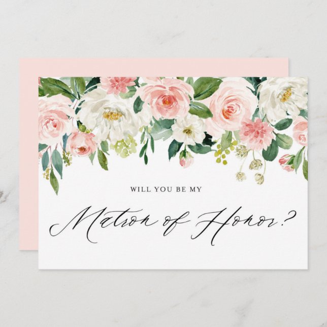 Aquarell Rosa Florals mein Ehrentribüne Einladung (Vorne/Hinten)