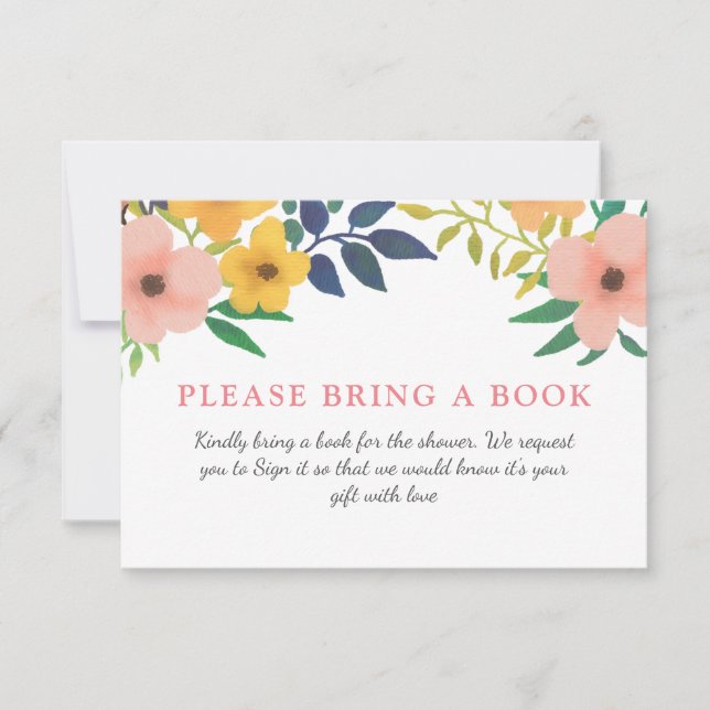 Aquarell Rosa Florenz| Babydusche für ein Buch Einladung (Vorderseite)