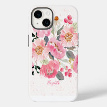 Aquarell-Rosa-Gartenblumen
