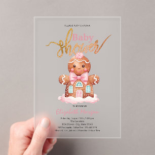 Aquarell-Rosa-Gebäck-Baby-Party Acryleinladungen