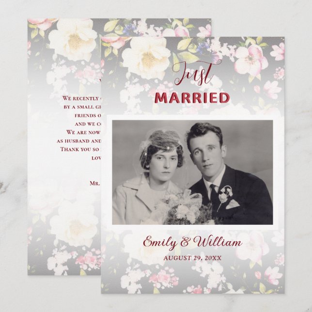 Aquarell Rosa Gelbe Rosen, schwarz verschwommen, H Ankündigung (Vorne/Hinten)