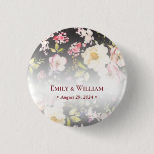 Aquarell Rosa Gelbe Rosen, schwarz verschwommen, H Button