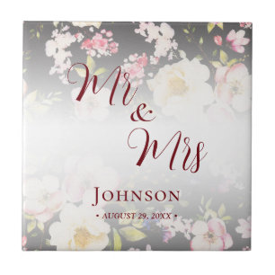 Aquarell Rosa Gelbe Rosen, schwarz verschwommen, H Fliese