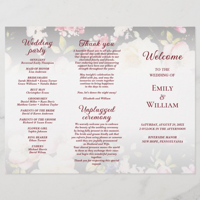 Aquarell Rosa Gelbe Rosen, schwarz verschwommen, H Flyer (Vorne)