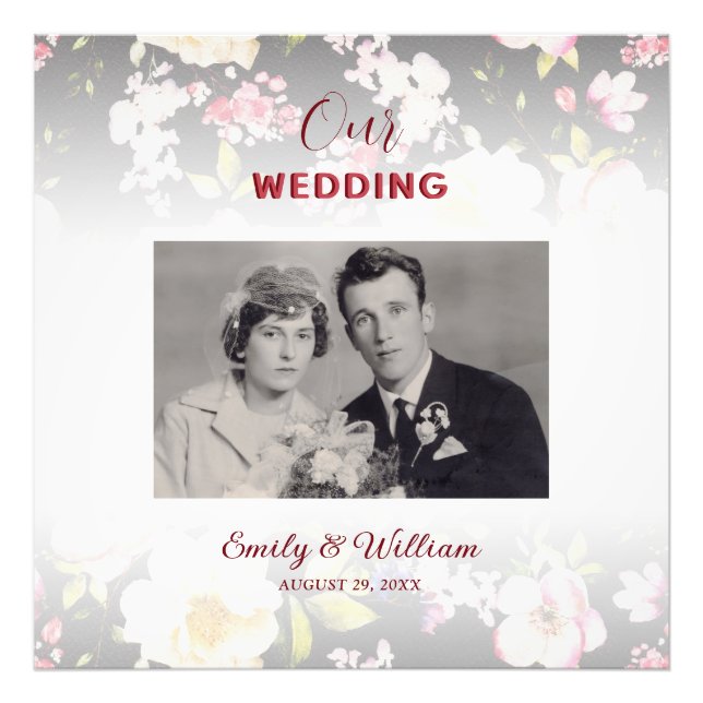 Aquarell Rosa Gelbe Rosen, schwarz verschwommen, H Fotodruck (Vorne)