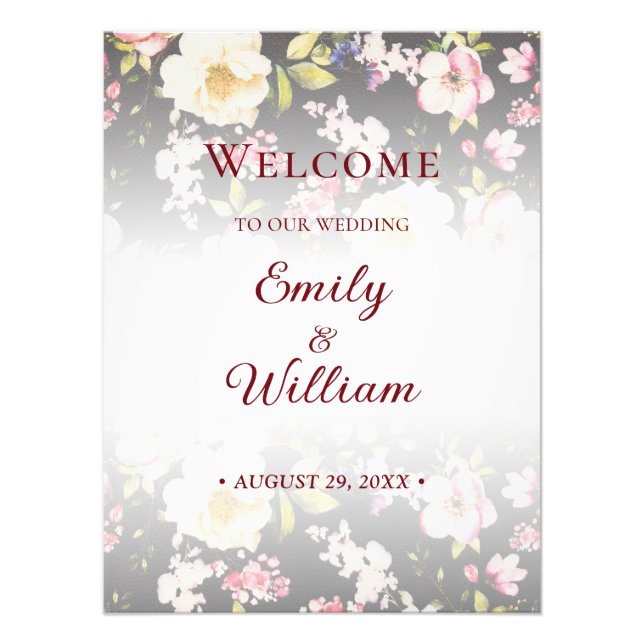 Aquarell Rosa Gelbe Rosen, schwarz verschwommen, H Fotodruck (Vorne)