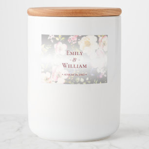 Aquarell Rosa Gelbe Rosen, schwarz verschwommen, H Lebensmitteletikett