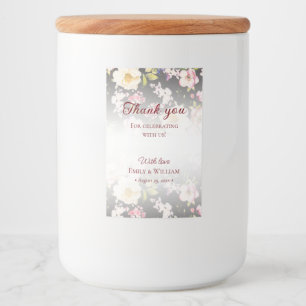 Aquarell Rosa Gelbe Rosen, schwarz verschwommen, H Lebensmitteletikett