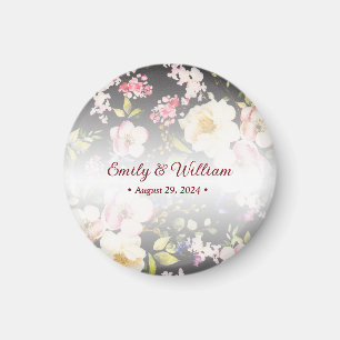 Aquarell Rosa Gelbe Rosen, schwarz verschwommen, H Magnet