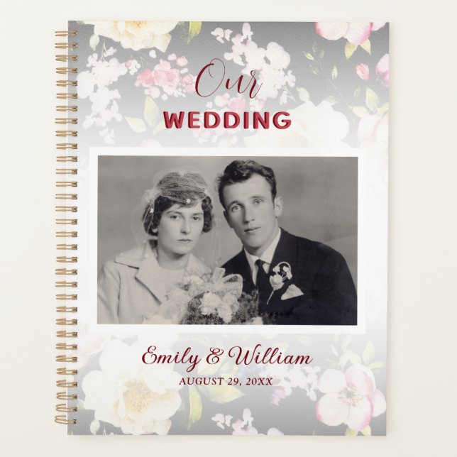 Aquarell Rosa Gelbe Rosen, schwarz verschwommen, H Planer (Vorderseite)