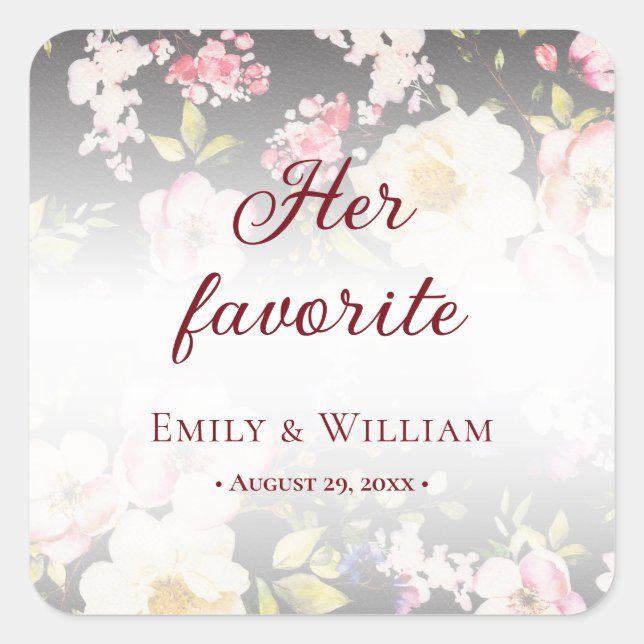 Aquarell Rosa Gelbe Rosen, schwarz verschwommen, H Quadratischer Aufkleber (Vorderseite)