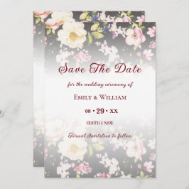 Aquarell Rosa Gelbe Rosen, schwarz verschwommen, H Save The Date