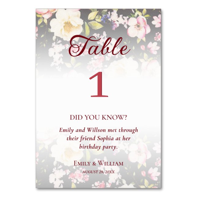 Aquarell Rosa Gelbe Rosen, schwarz verschwommen, H Tischnummer (Vorderseite)