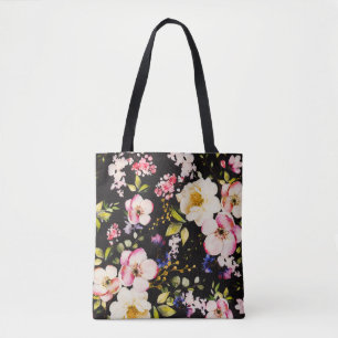 Aquarell-Rosa-Gelbe-Rosen-Schwarzer-Hintergrund