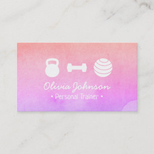 Aquarell-Rosa-Gesundheits-Fitness-Personaltrainer Visitenkarte