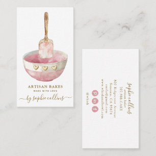 Aquarell Rosa Gold Bäcker Bäckerei Konditor Visitenkarte